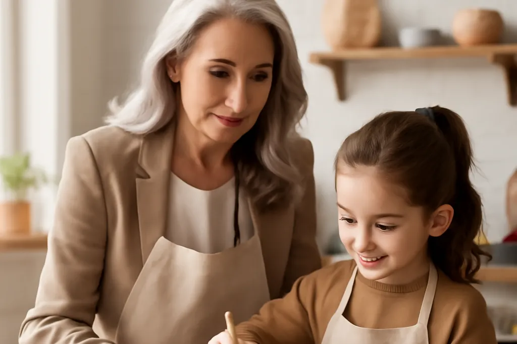 Grand-parent accompagnant un enfant à la sortie de l'école, moment de garde régulière