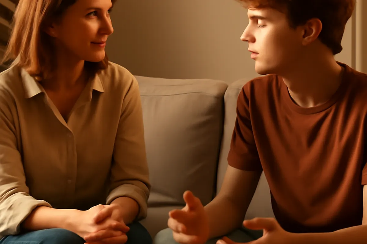 Parent et adolescent en dialogue apaisé