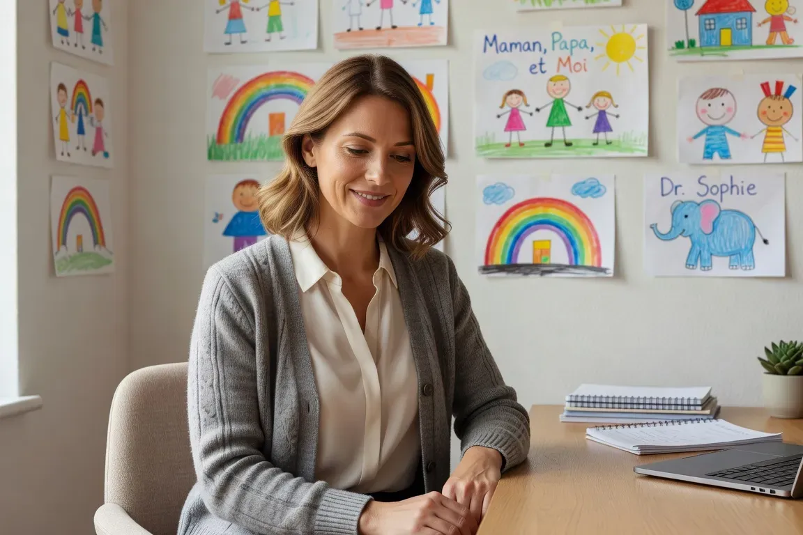 Portrait de la Dr Lucie Bertrand, pédopsychiatre, dans son bureau au CMP de Lyon